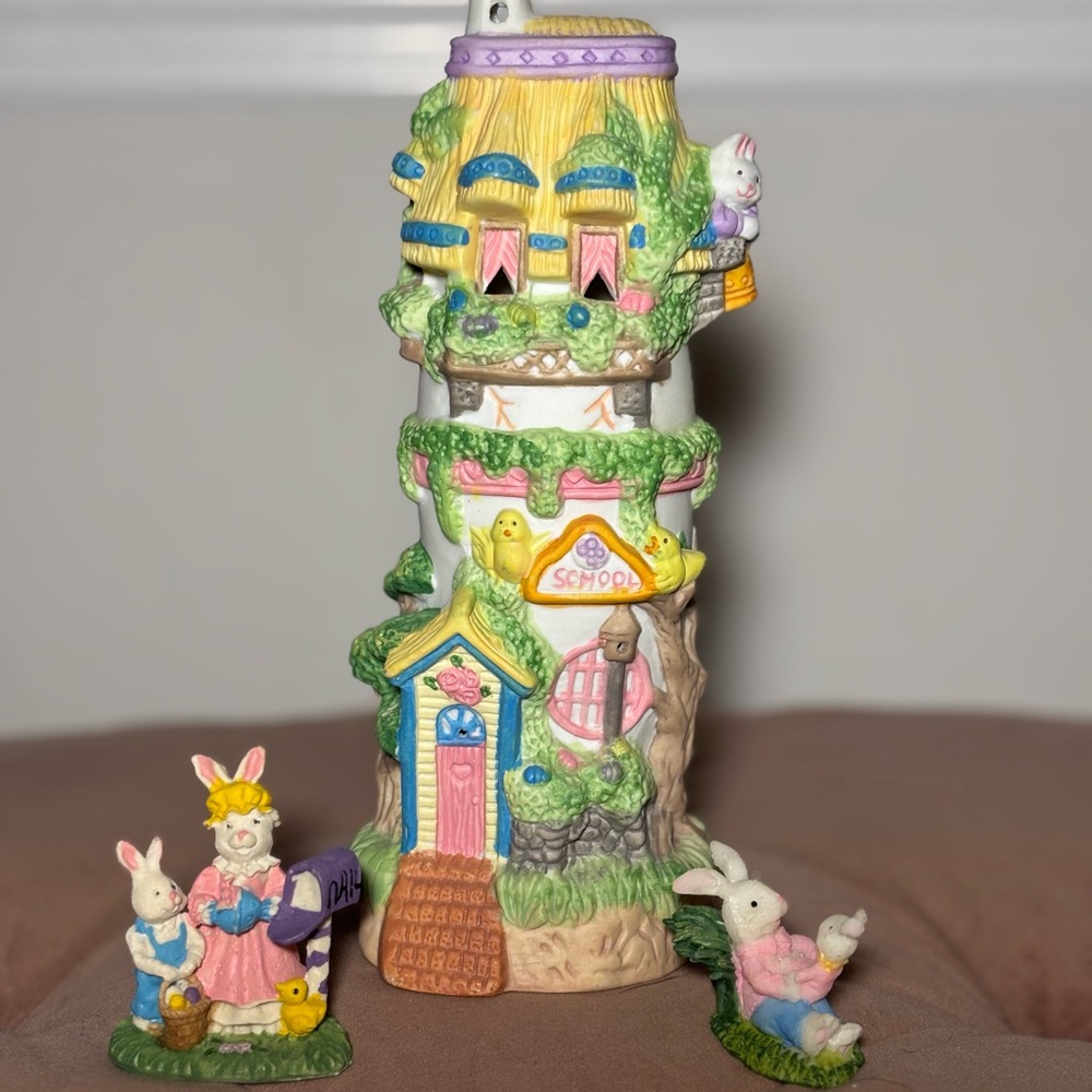 Easter Village Ceramic Collect School Figurine- 1990s Vintage Gibson Greetings